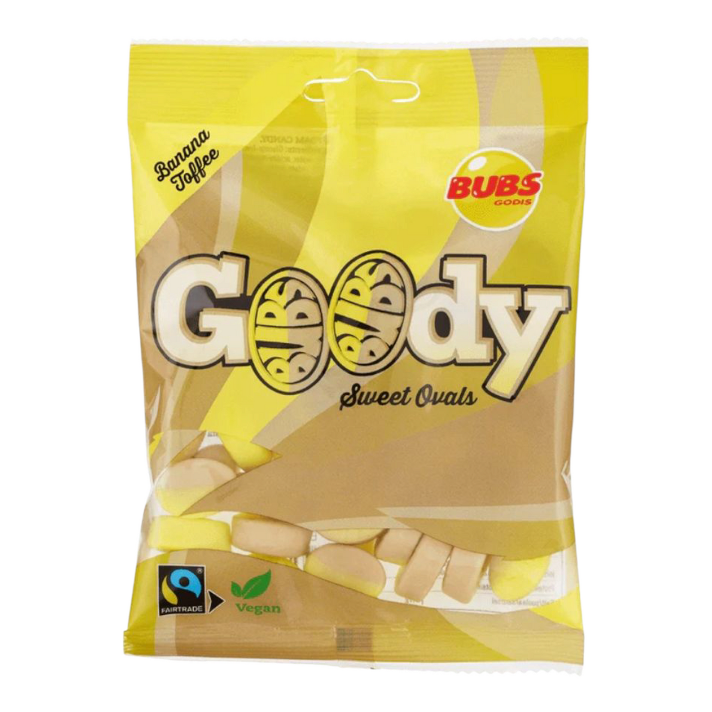 Bubs Godis – Goody Sweet Ovals Banana – Bonbons Vegan à la Banane – Sachet 90g