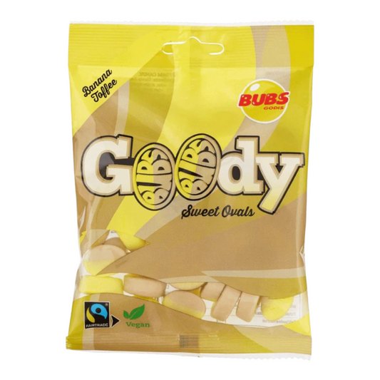 Bubs Godis – Goody Sweet Ovals Banana – Bonbons Vegan à la Banane – Sachet 90g