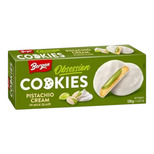 Cookies Bergen Pistachio Cream – Biscuits Fourrés Pistache & Glaçage au Lait – 128g