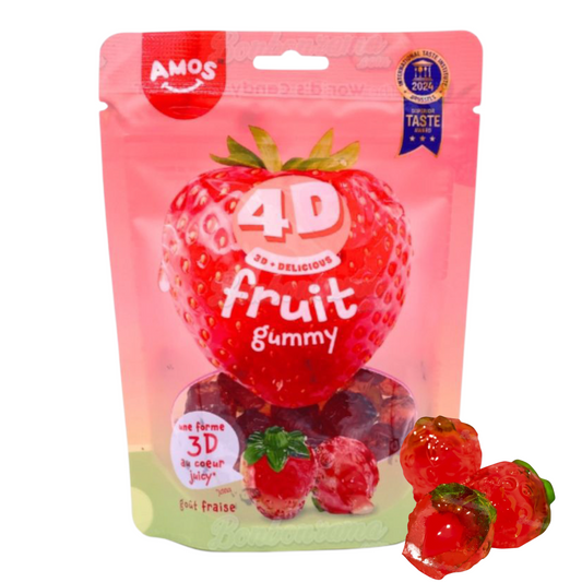 Sachet Amos 4D Fruit Gummy Fraise 120 gr