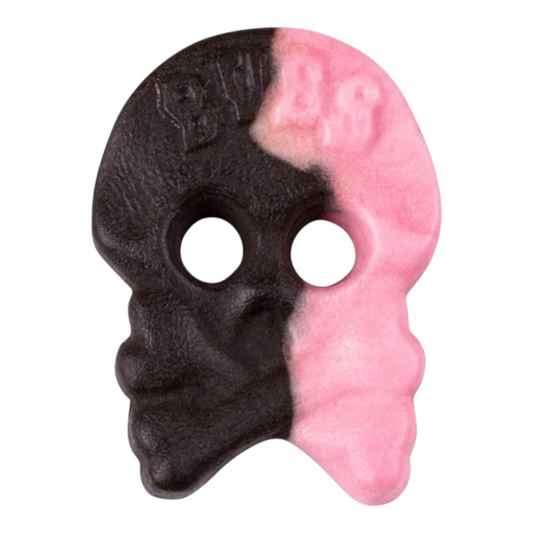 Bubs Godis Foam Skulls – Framboise & Réglisse – Bonbons en vrac 100g